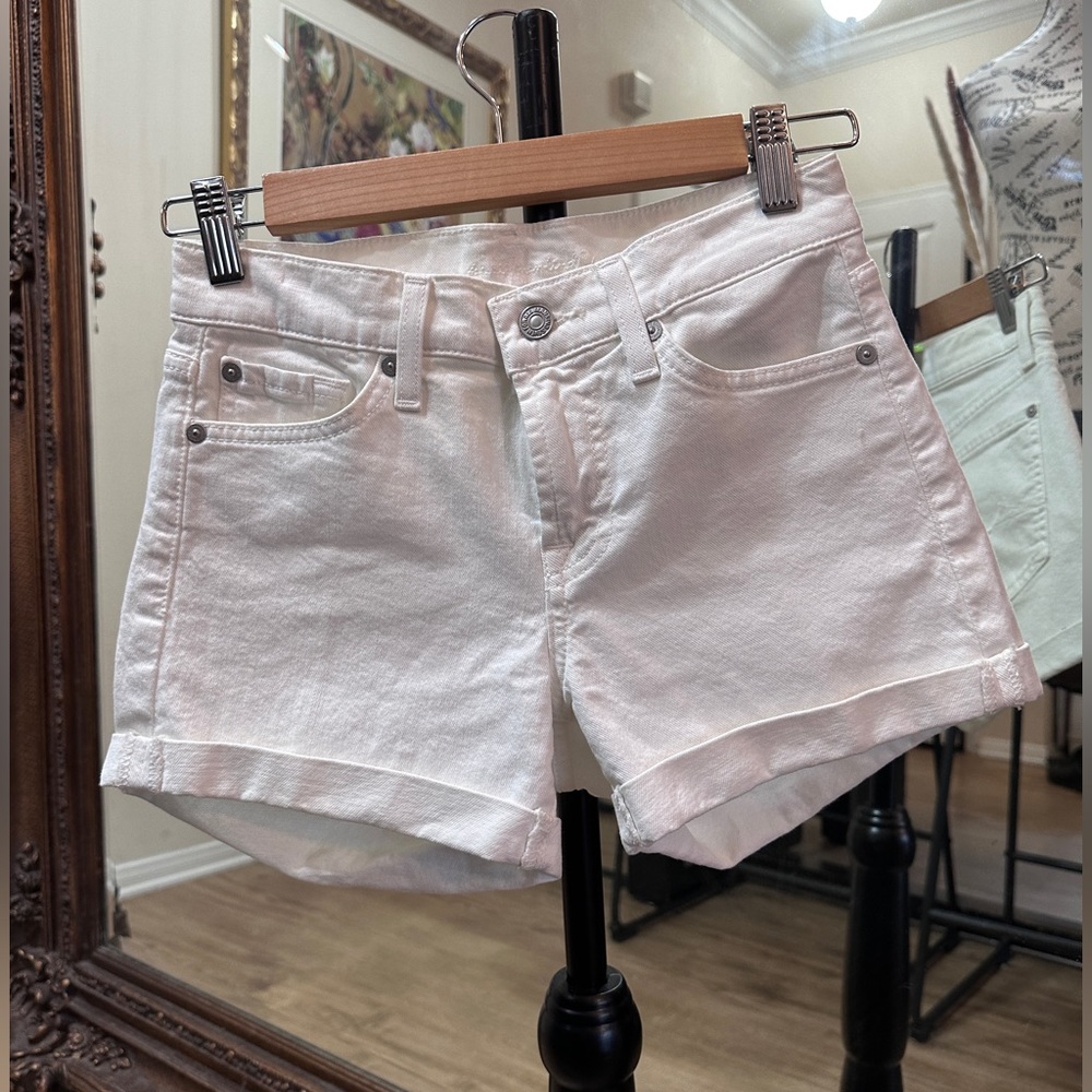 7 For All Mankind white denim shorts